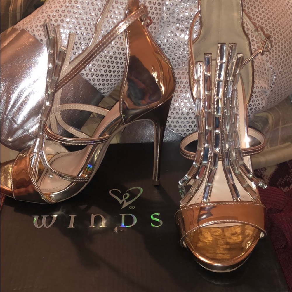 Rose gold high heels